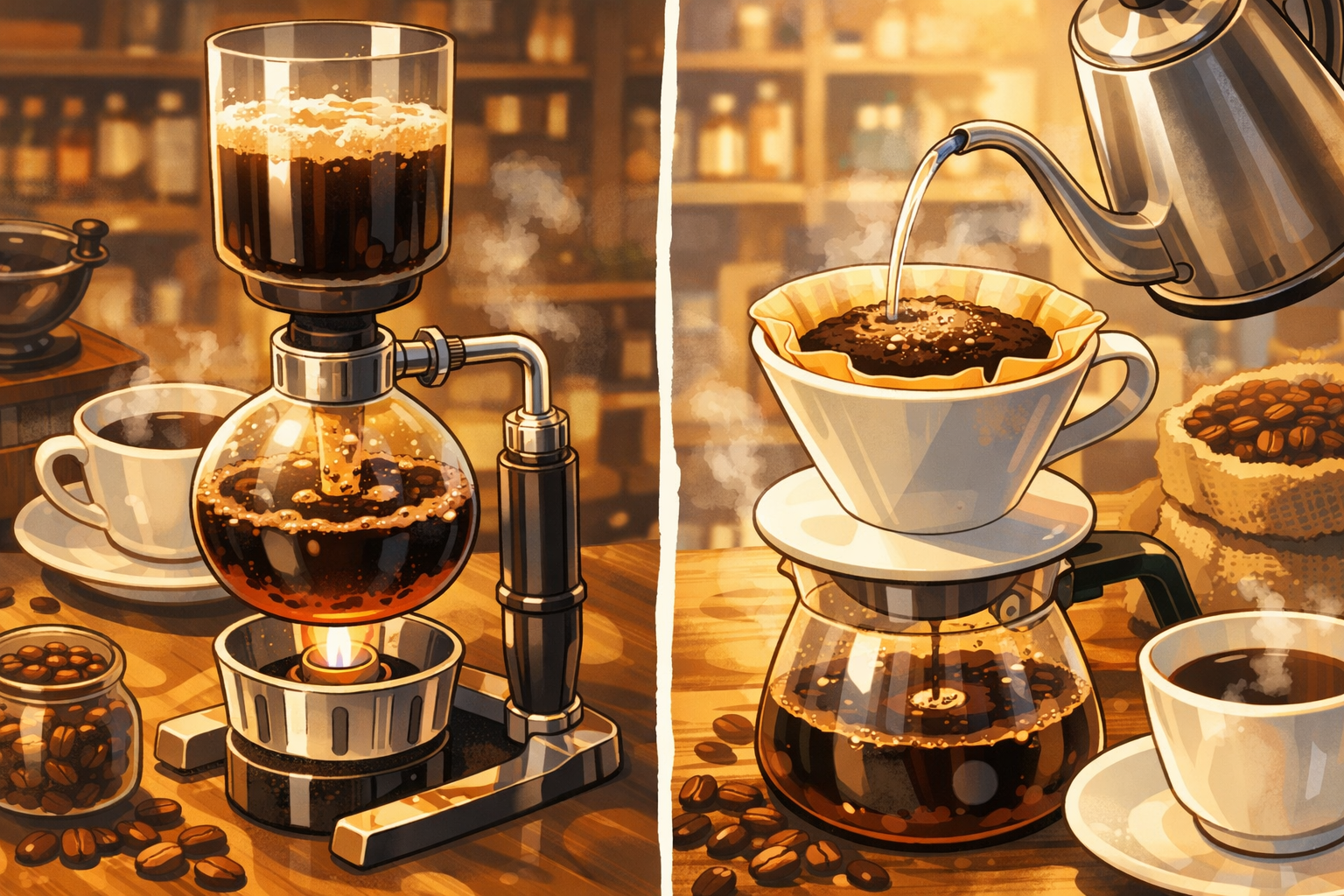 サイフォンとドリップはどっちが美味しい？味の違いと選び方を徹底比較！